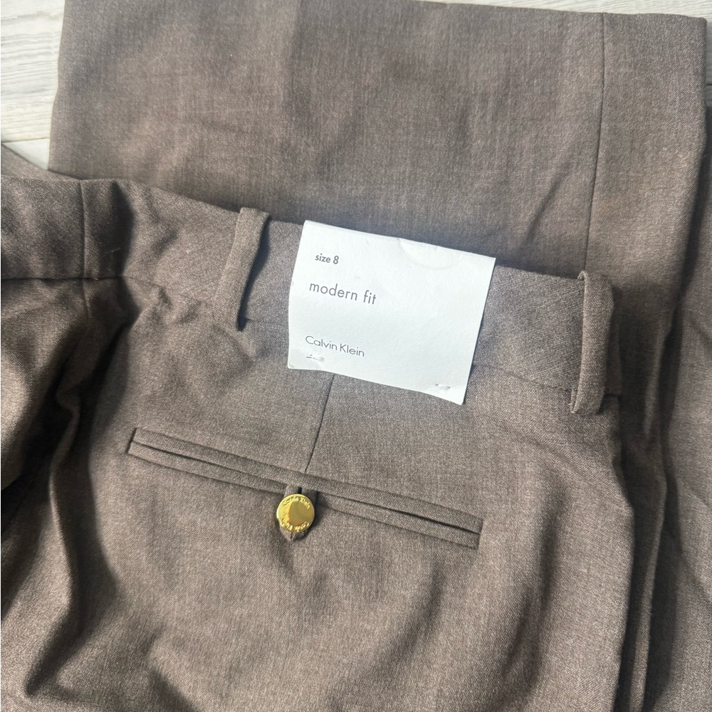 Calvin Klein Olive-Brown Bootcut Dress Pants - Picture 5 of 5
